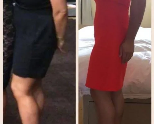 Side by side images of a before and after of a personal training Swansea client
